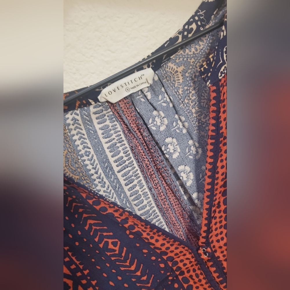 LOVESTITCH Lorelai Small Boho Hippie Loose Bohemian Long Sleeve Mini Dress - Picture 4 of 4